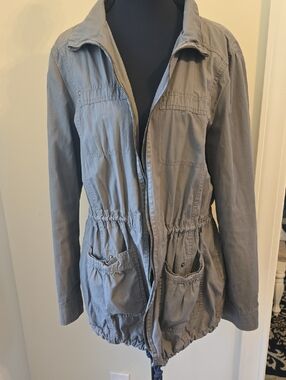 Express Utility Drawstring Waist Jacket - Olive